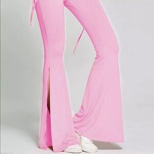 Soft stretchy pink barbie pants bell bottom yoga flare